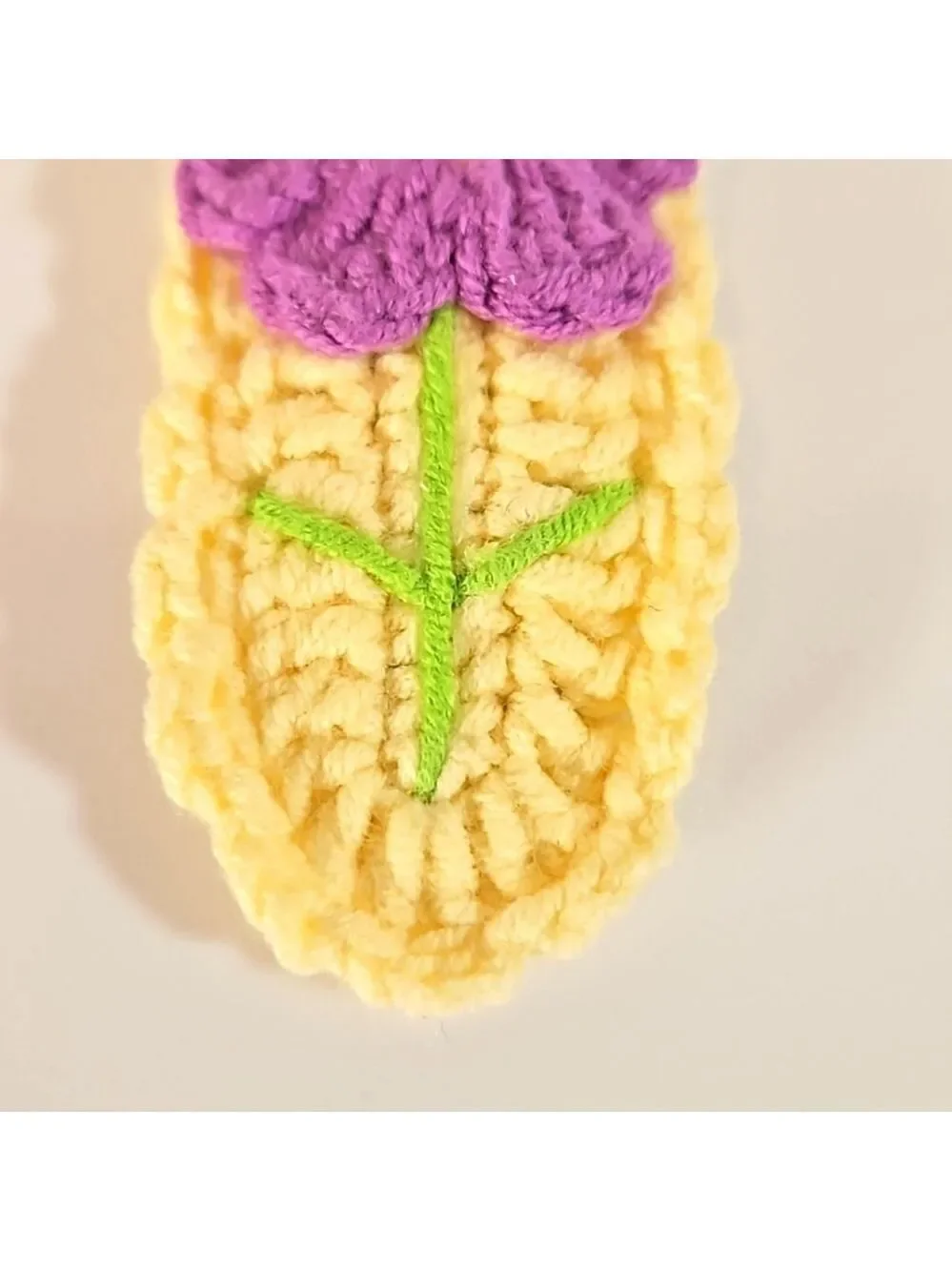 Hand Knit Crochet Hair Clip Handmade Purple Botanical